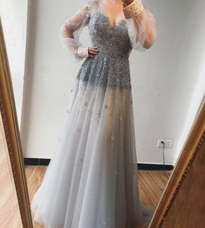 Lennox Long Sleeves Beading Evening Gown Mscooco.co.uk