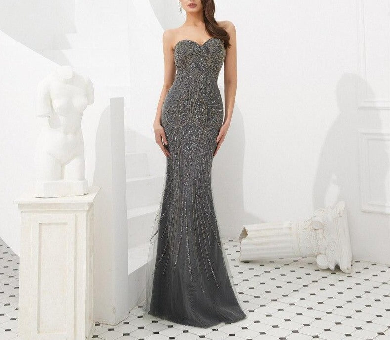 Tatiana Shawl Yarm Diamond Beading Formal Dress Mscooco.co.uk