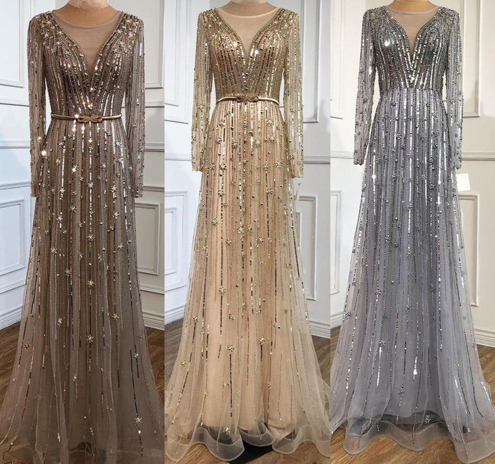 Makenna A-Line Luxury Sparkle Beading Formal Dress Mscooco.co.uk