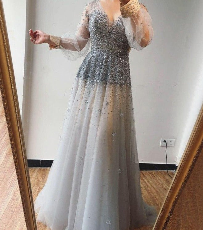 Lennox Long Sleeves Beading Evening Gown Mscooco.co.uk