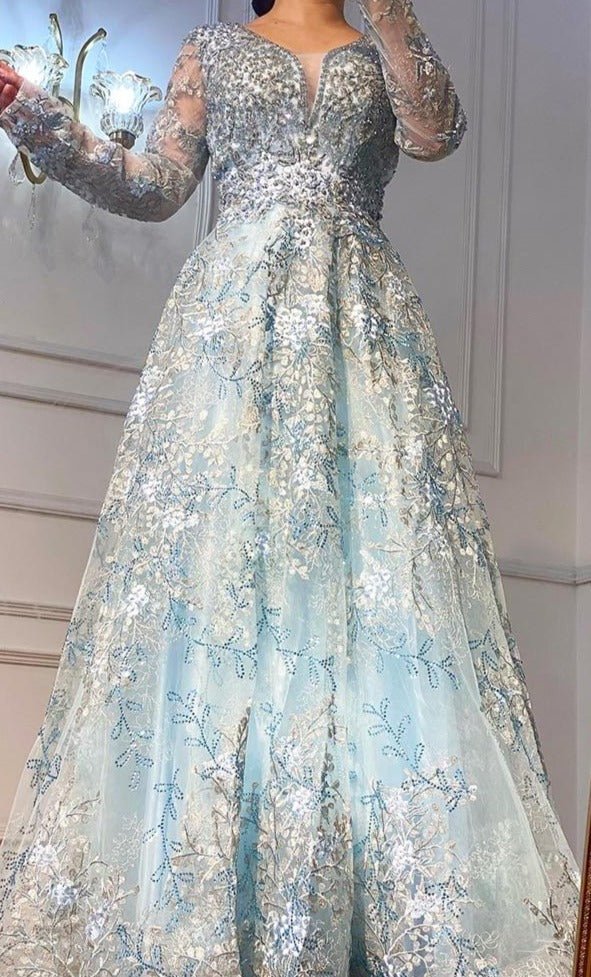 Ailani Luxury Beading A-Line Sparkle Evening Dress - Mscooco.co.uk