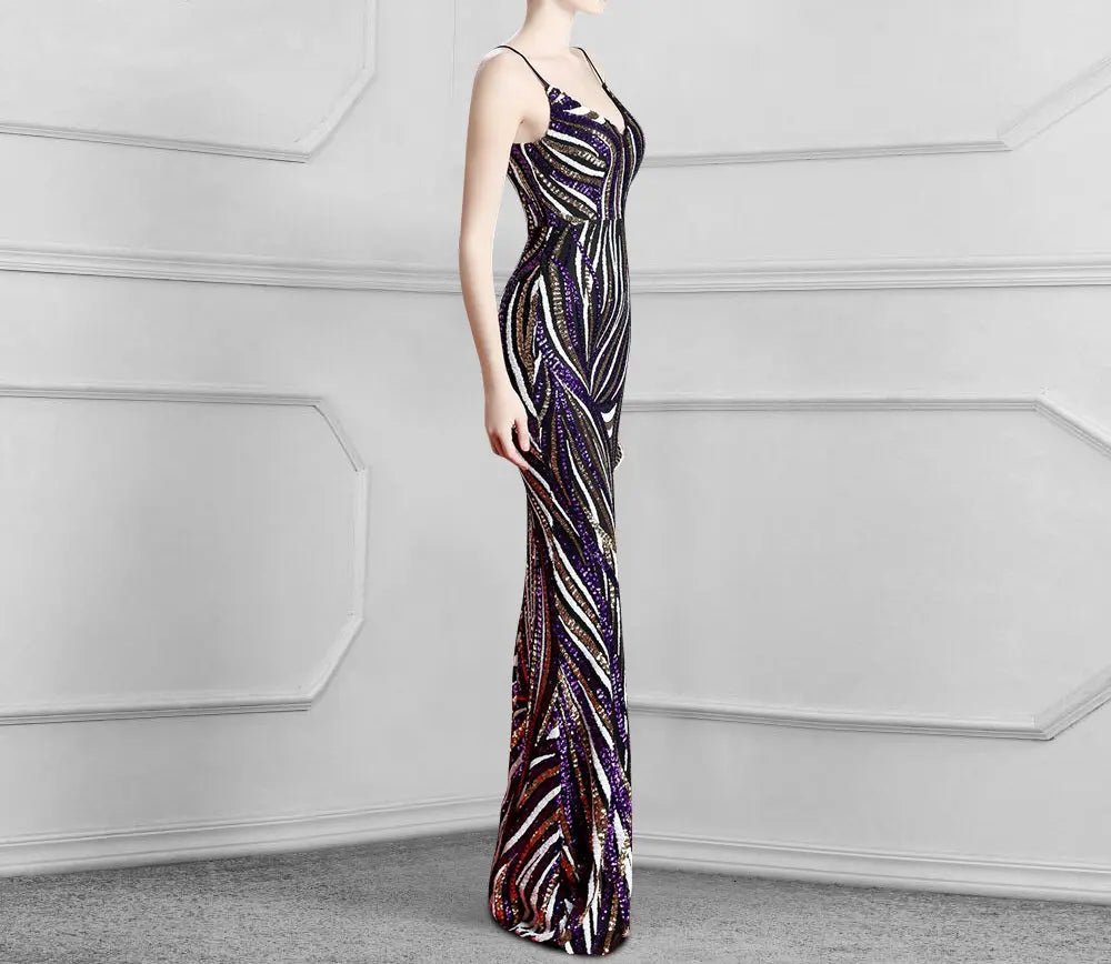 ALEXA - Sequins Mermaid Maxi Dress - Mscooco.co.uk