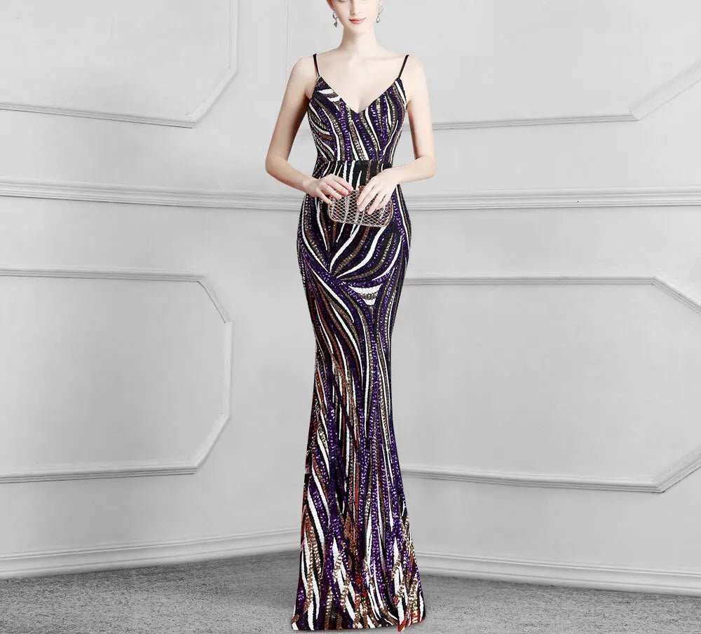 ALEXA - Sequins Mermaid Maxi Dress - Mscooco.co.uk