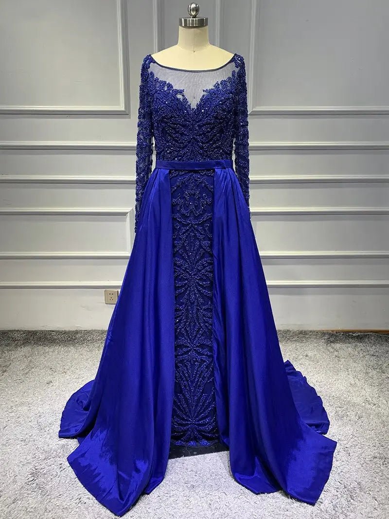 ALIA - Long Sleeves Beaded Evening Gown - Mscooco.co.uk