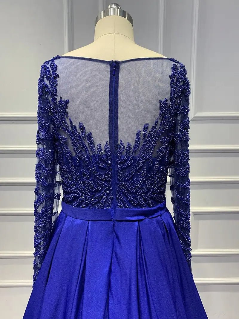 ALIA - Long Sleeves Beaded Evening Gown - Mscooco.co.uk