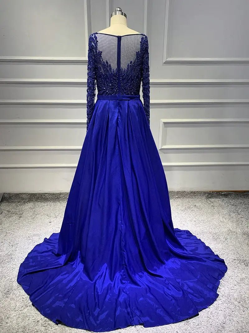 ALIA - Long Sleeves Beaded Evening Gown - Mscooco.co.uk