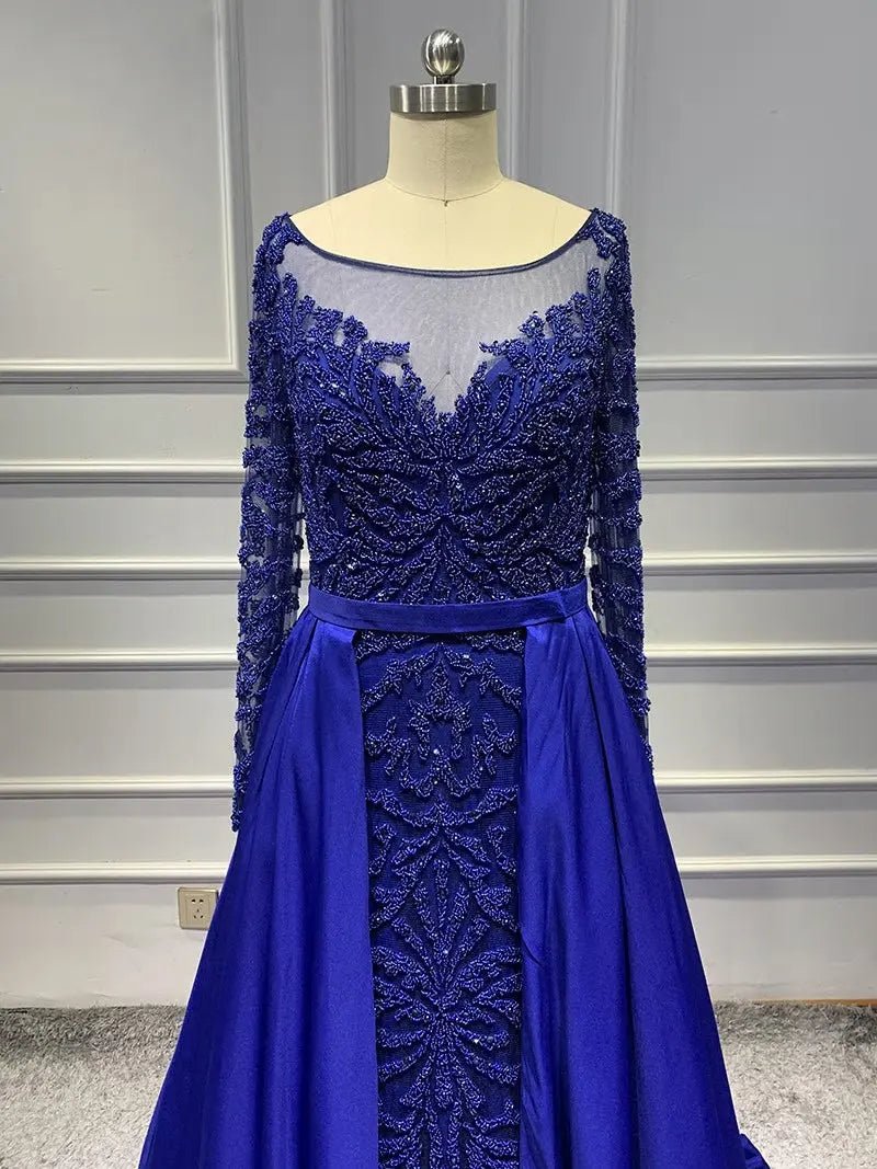 ALIA - Long Sleeves Beaded Evening Gown - Mscooco.co.uk