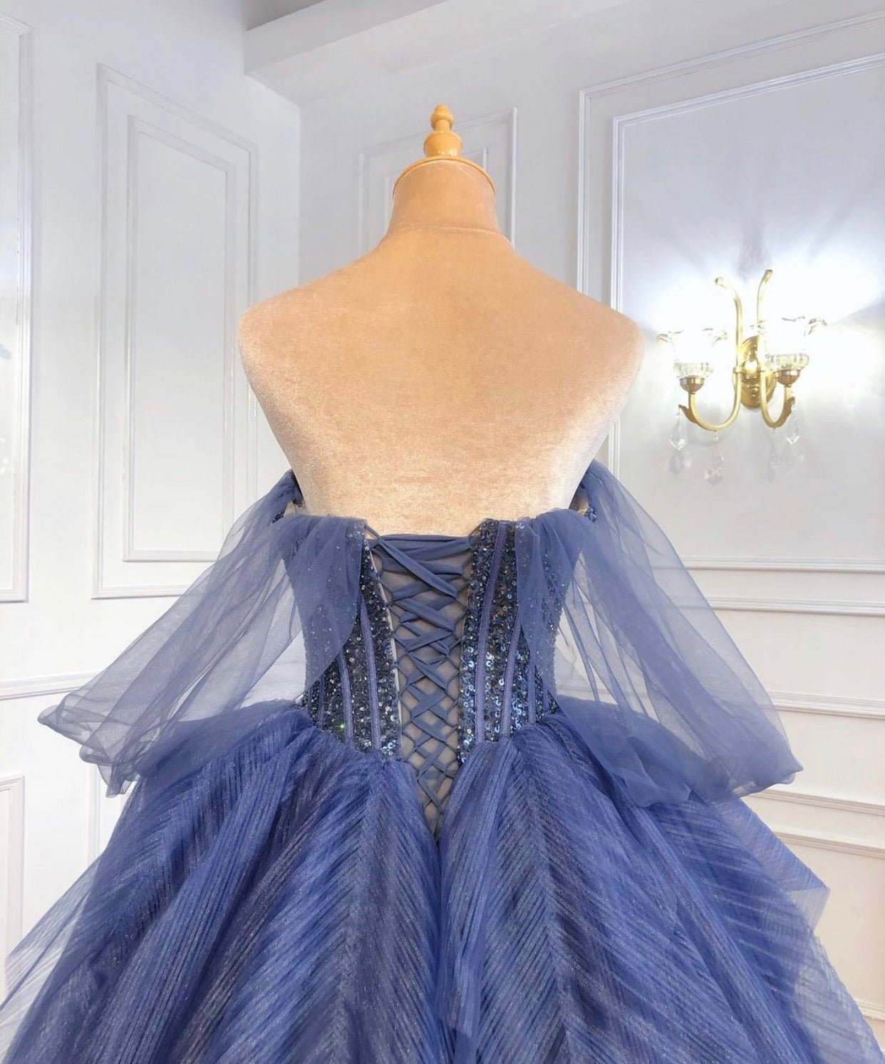Allison Blue Beading Ball Gown - Mscooco.co.uk