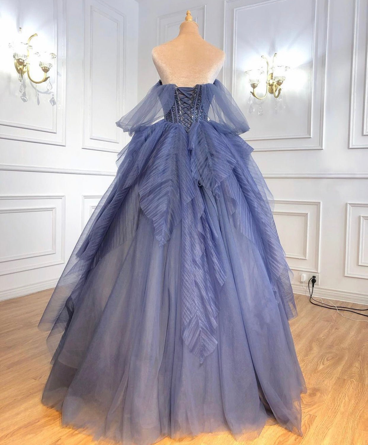 Allison Blue Beading Ball Gown - Mscooco.co.uk