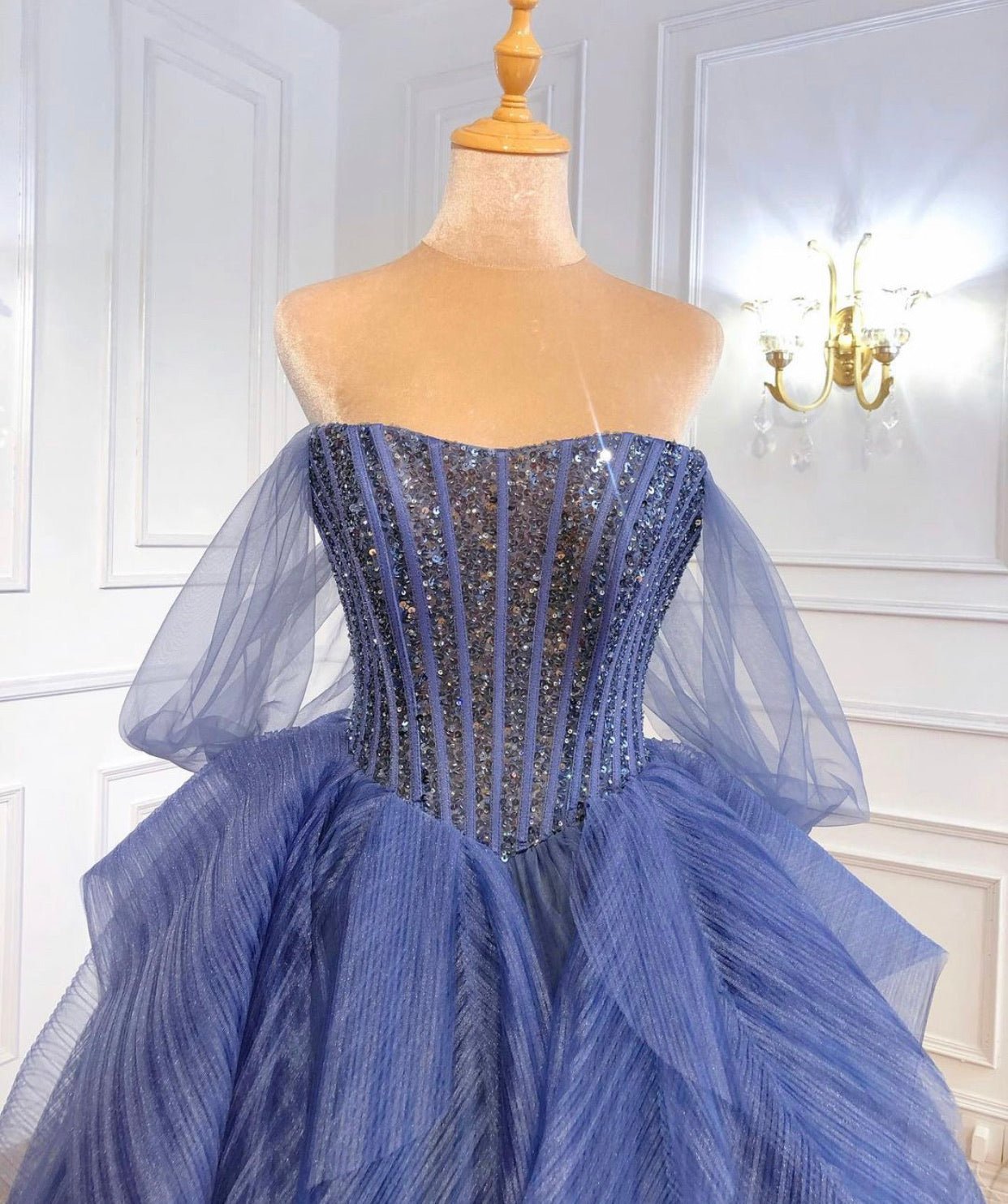 Allison Blue Beading Ball Gown - Mscooco.co.uk