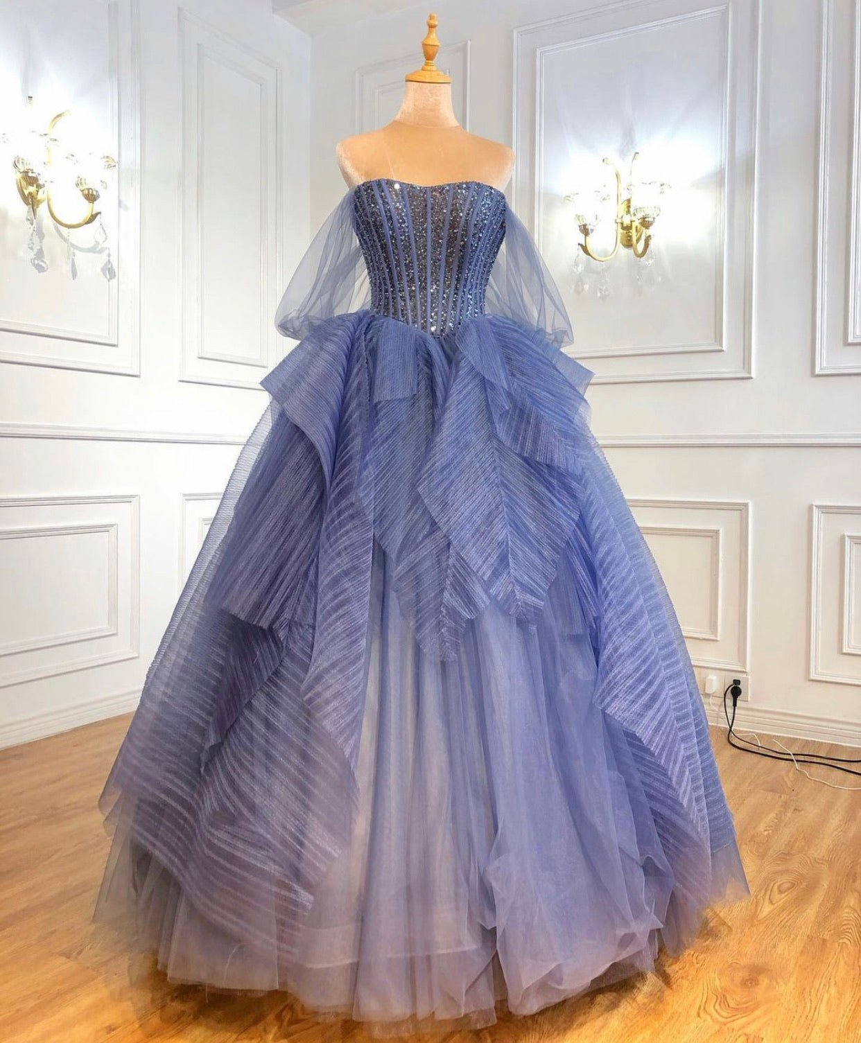 Allison Blue Beading Ball Gown - Mscooco.co.uk