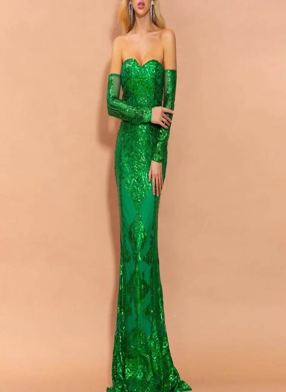 Allison Sexy Off Shoulder Sequin Maxi Dress - Mscooco.co.uk