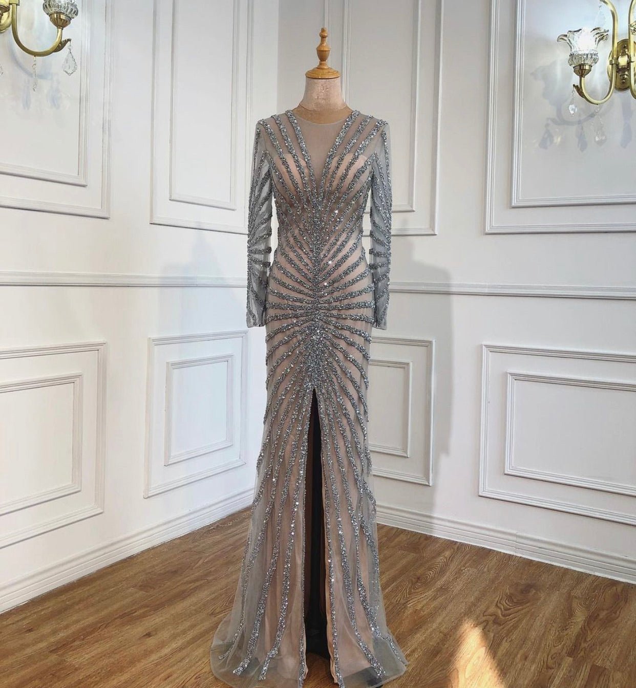 Alvilda Elegant Beading Split Mermaid Evening Dress - Mscooco.co.uk