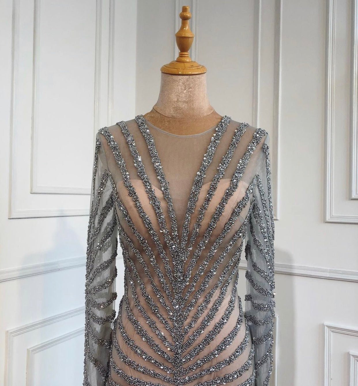 Alvilda Elegant Beading Split Mermaid Evening Dress - Mscooco.co.uk