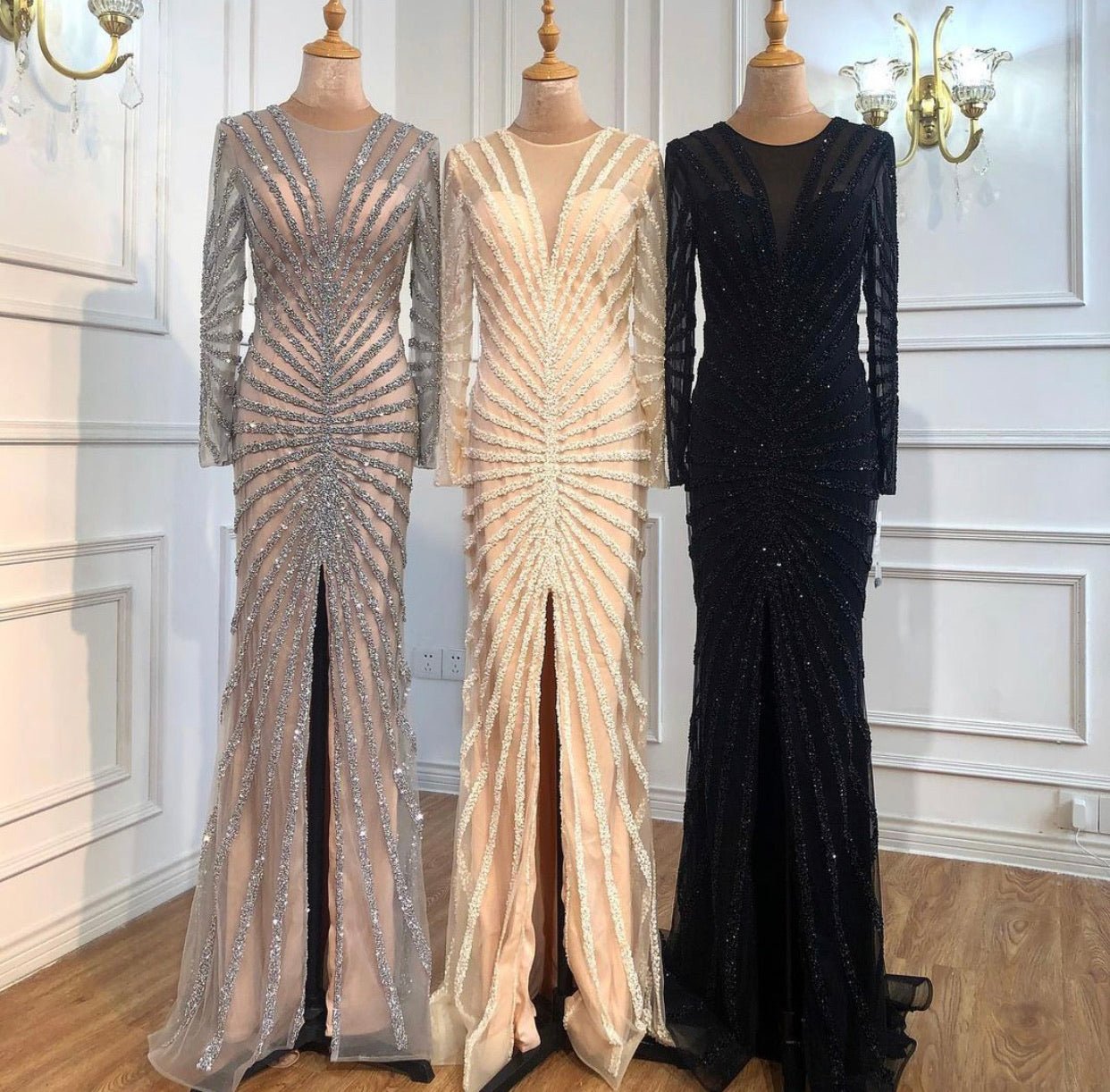 Alvilda Elegant Beading Split Mermaid Evening Dress - Mscooco.co.uk