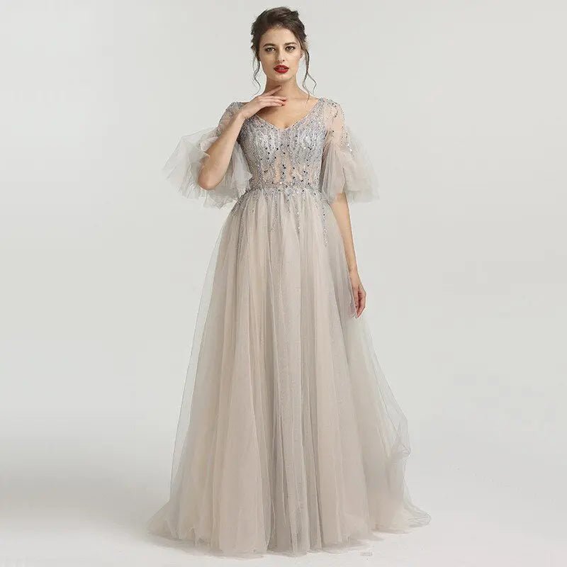 Alyssa Beading Sequined Evening Gown - Mscooco.co.uk