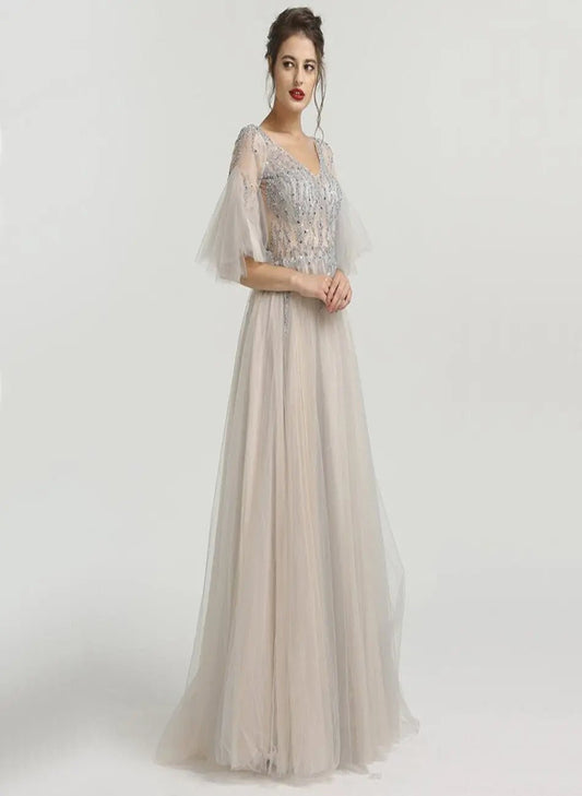 Alyssa Beading Sequined Evening Gown - Mscooco.co.uk