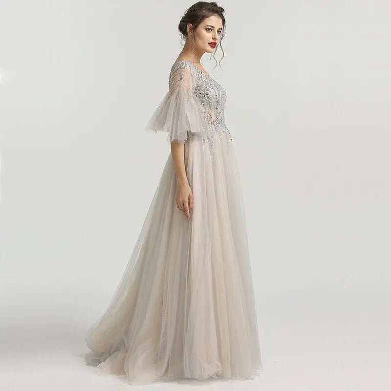 Alyssa Beading Sequined Evening Gown - Mscooco.co.uk