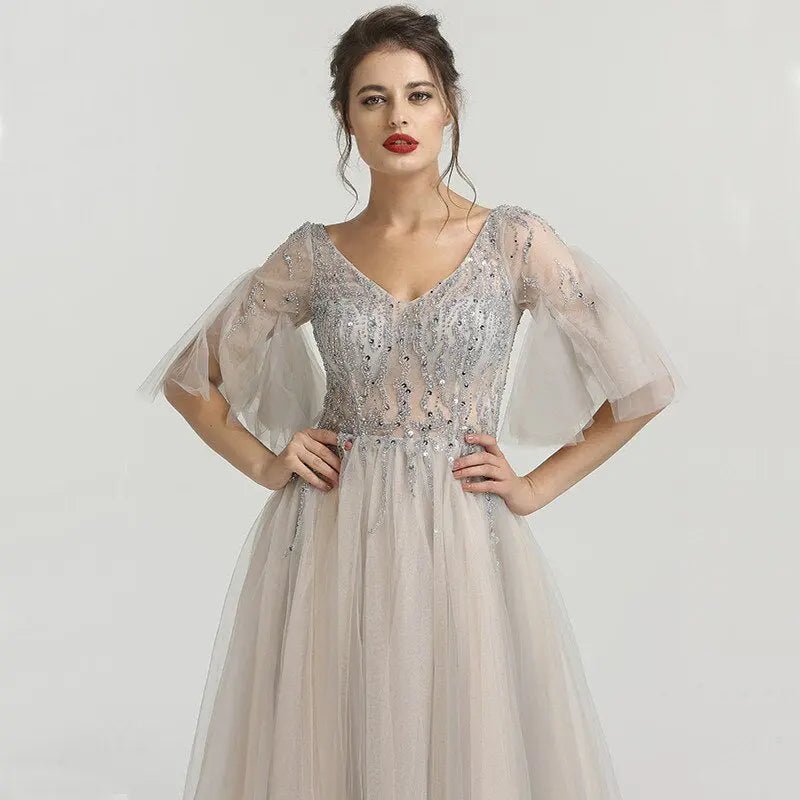 Alyssa Beading Sequined Evening Gown - Mscooco.co.uk