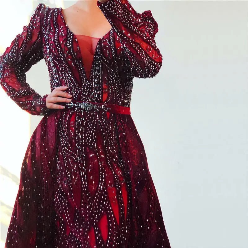 AMEENA - Luxury Crystal Embellished Gown - Mscooco.co.uk