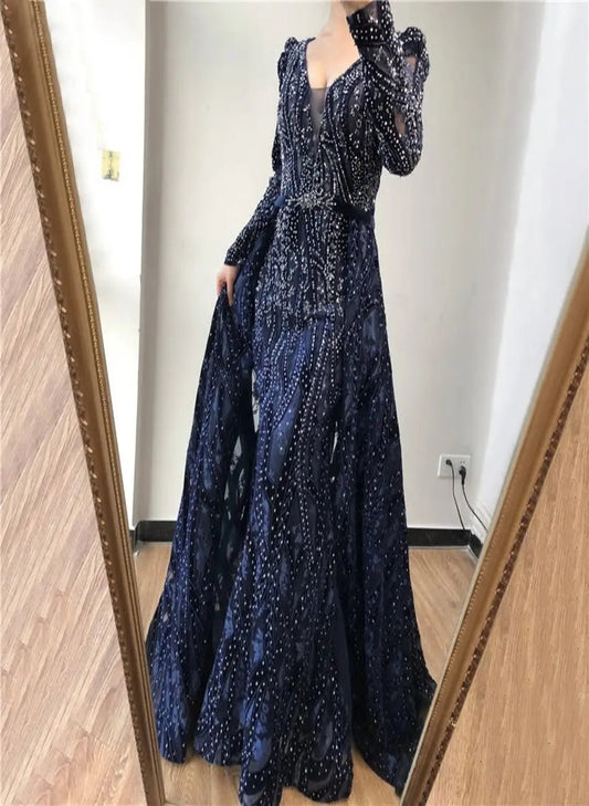 AMEENA - Luxury Crystal Embellished Gown - Mscooco.co.uk