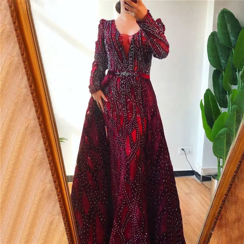 AMEENA - Luxury Crystal Embellished Gown - Mscooco.co.uk