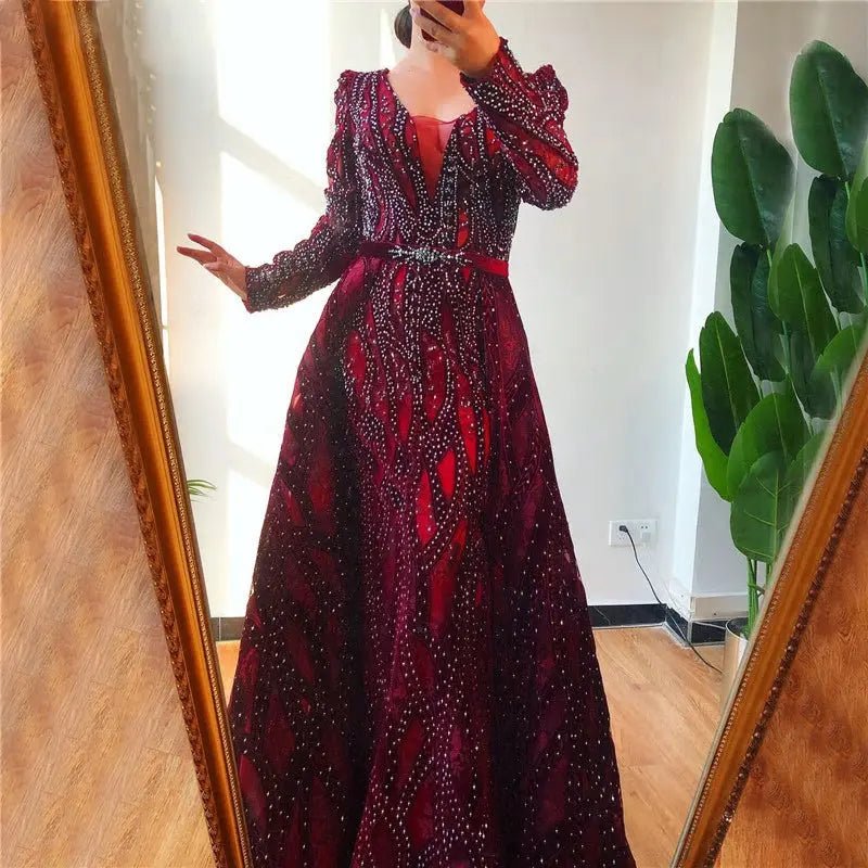 AMEENA - Luxury Crystal Embellished Gown - Mscooco.co.uk