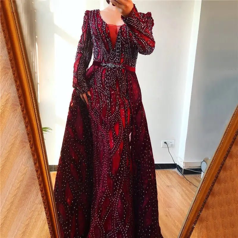 AMEENA - Luxury Crystal Embellished Gown - Mscooco.co.uk