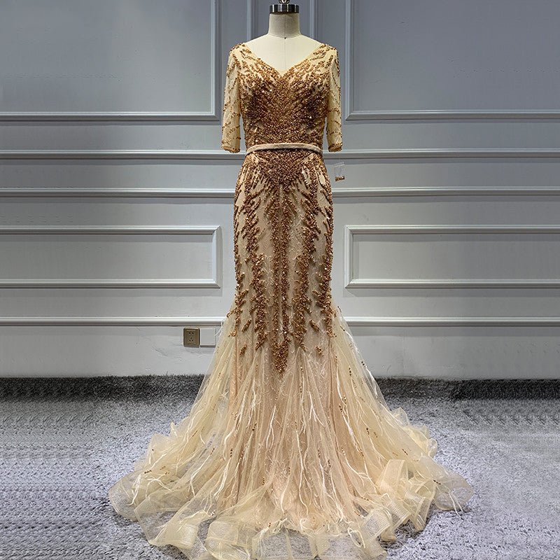 Amelia - Beaded Mermaid Evening Dress - Mscooco.co.uk