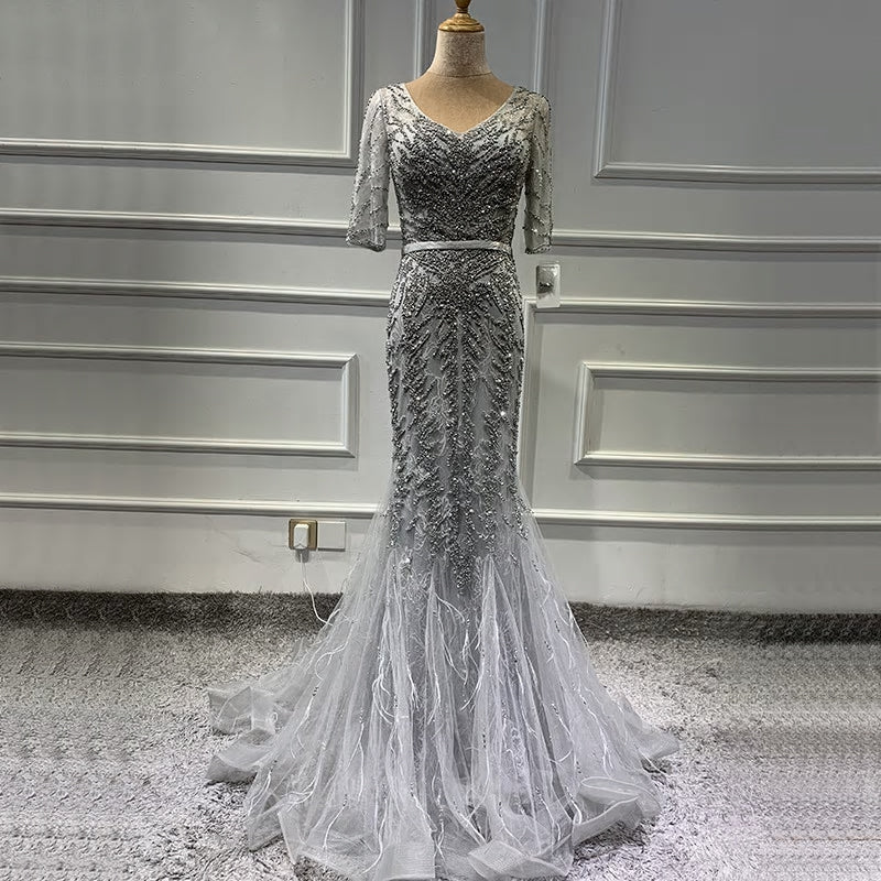 Amelia - Beaded Mermaid Evening Dress - Mscooco.co.uk