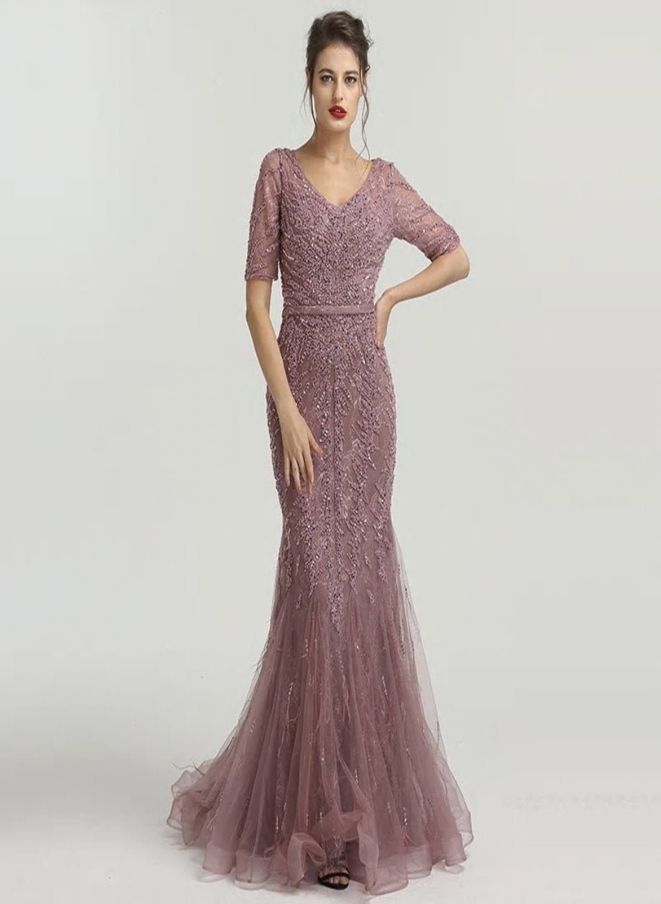 Amelia - Beaded Mermaid Evening Dress - Mscooco.co.uk