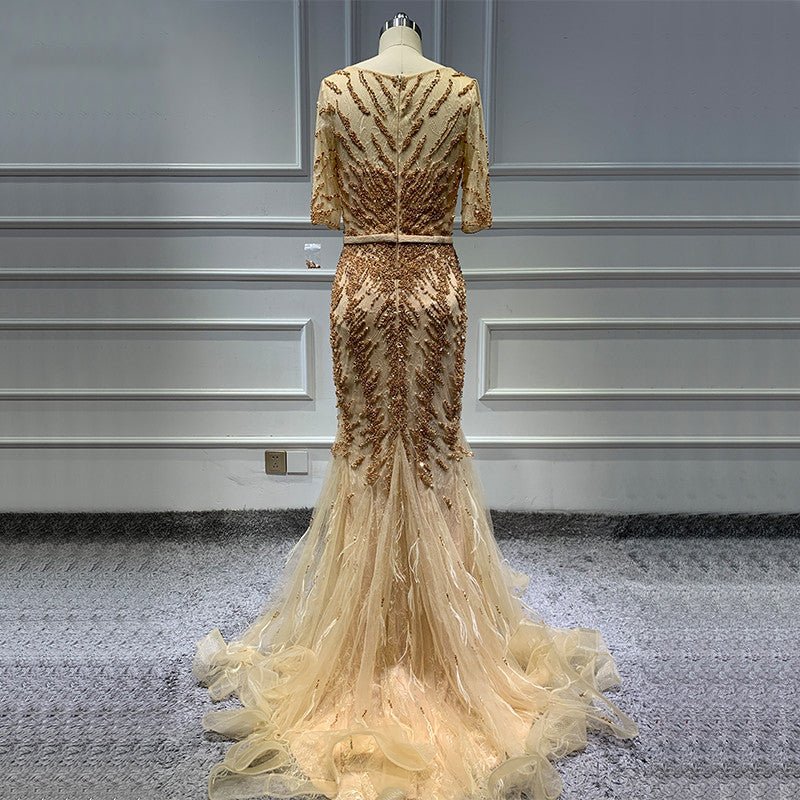 Amelia - Beaded Mermaid Evening Dress - Mscooco.co.uk