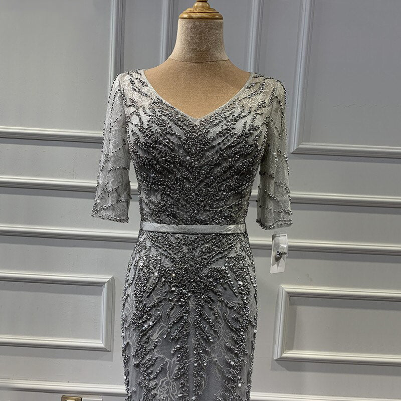Amelia - Beaded Mermaid Evening Dress - Mscooco.co.uk