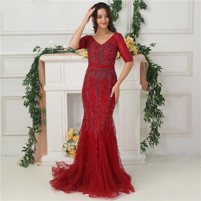 Amelia - Beaded Mermaid Evening Dress - Mscooco.co.uk