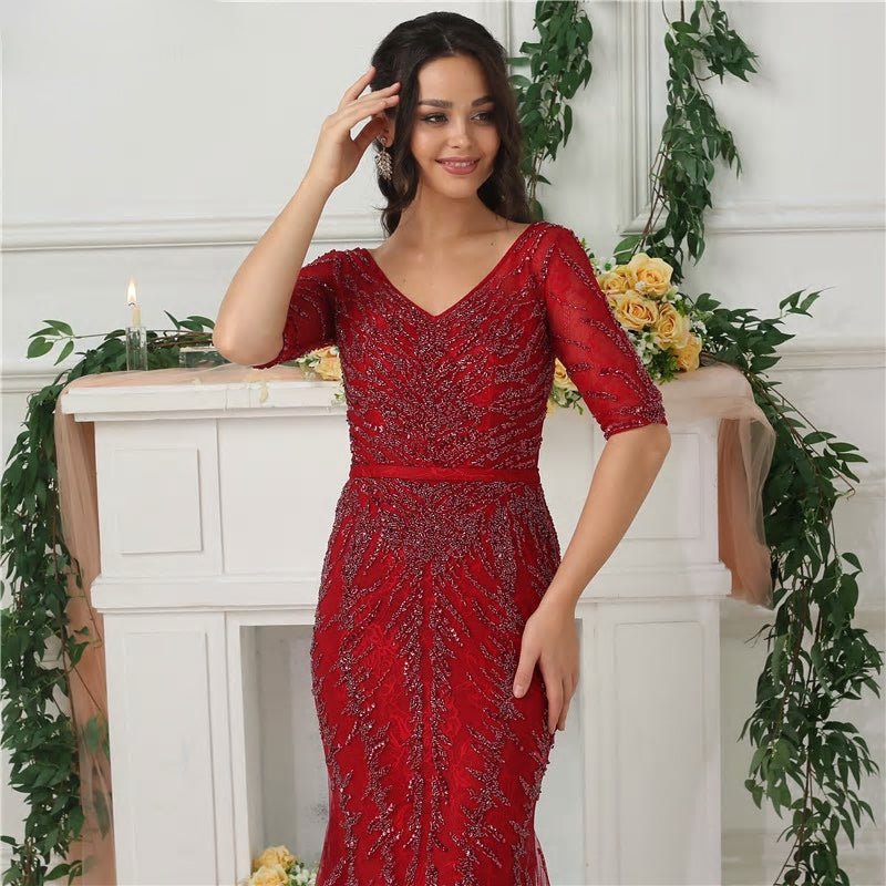 Amelia - Beaded Mermaid Evening Dress - Mscooco.co.uk