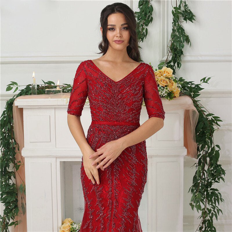 Amelia - Beaded Mermaid Evening Dress - Mscooco.co.uk