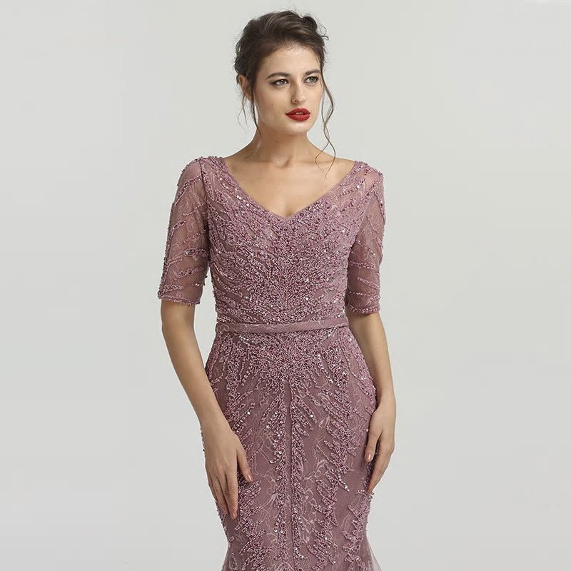 Amelia - Beaded Mermaid Evening Dress - Mscooco.co.uk