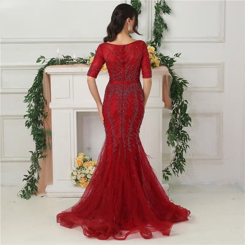 Amelia - Beaded Mermaid Evening Dress - Mscooco.co.uk
