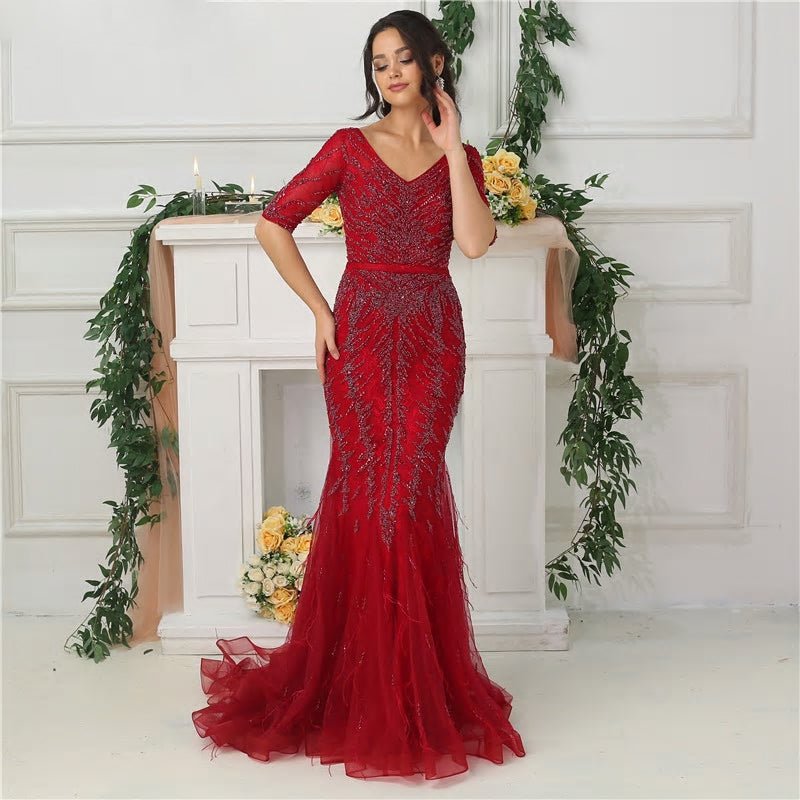 Amelia - Beaded Mermaid Evening Dress - Mscooco.co.uk