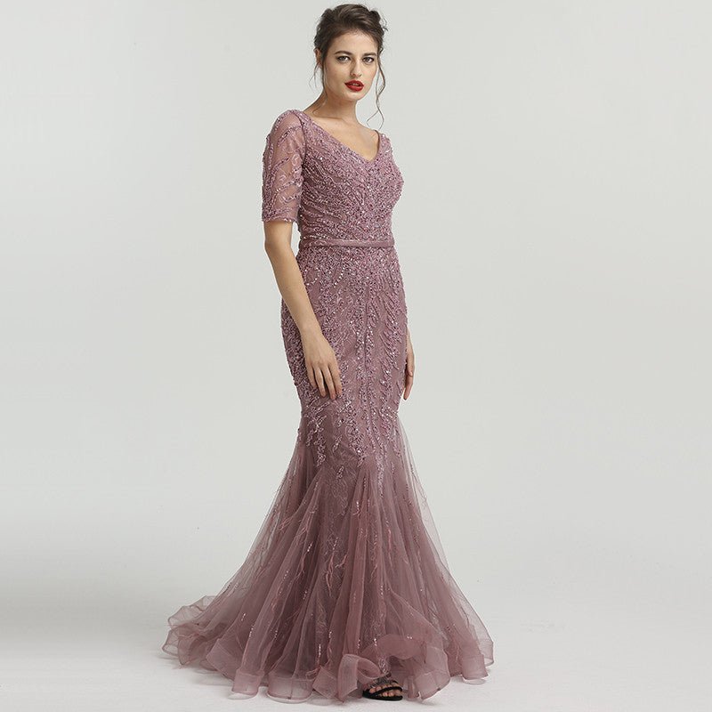 Amelia - Beaded Mermaid Evening Dress - Mscooco.co.uk