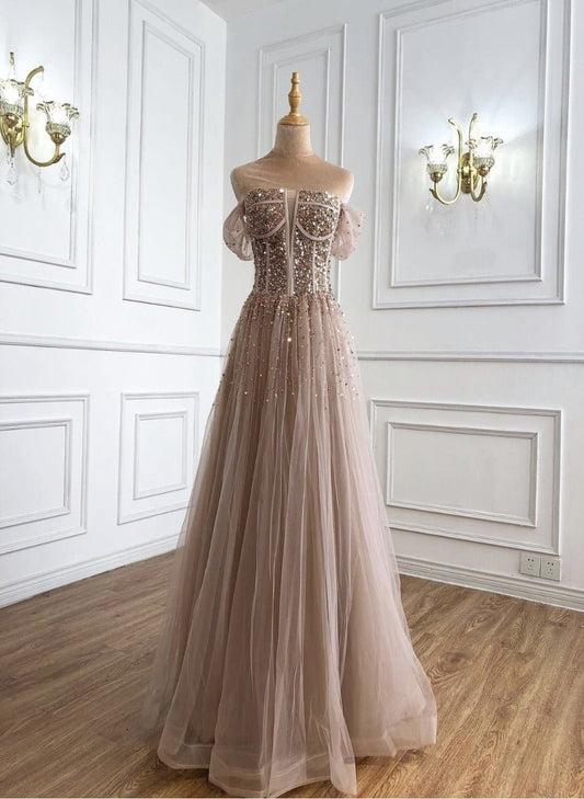 Amey Off Shoulder Beading Sparkle Formal Dress - Mscooco.co.uk