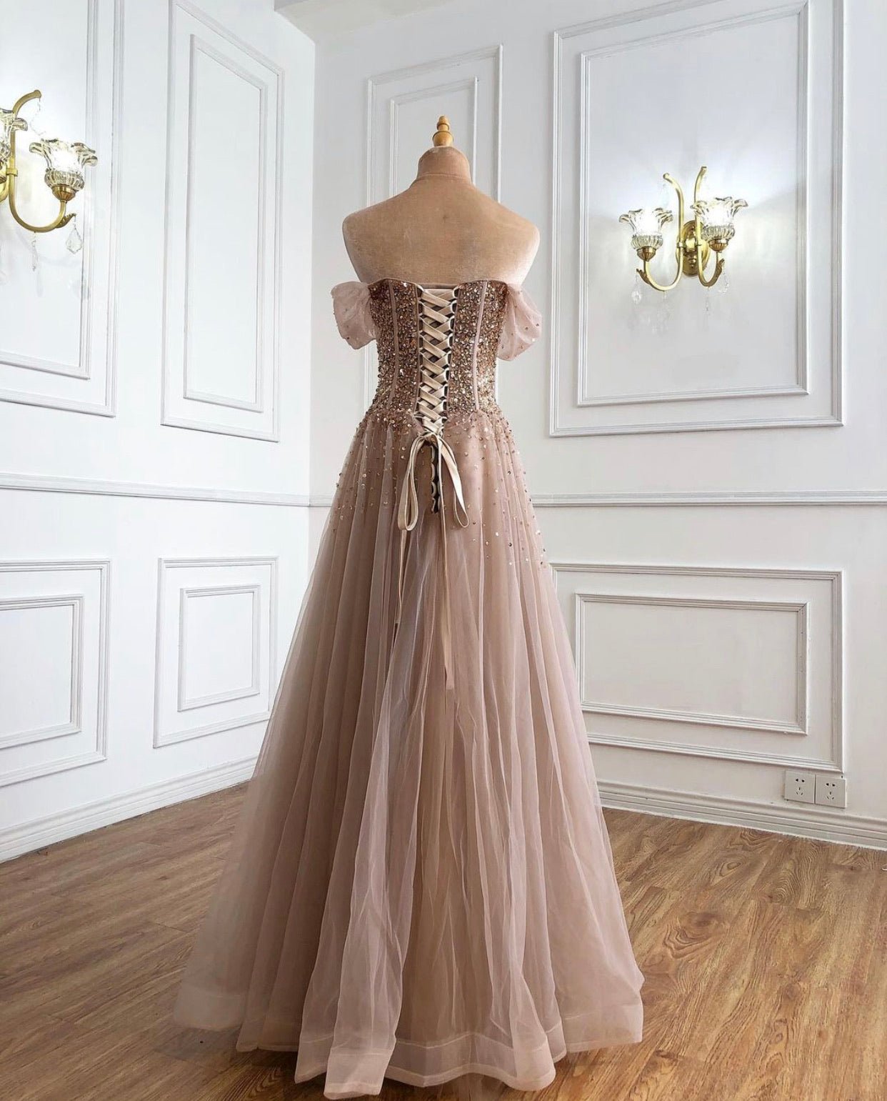 Amey Off Shoulder Beading Sparkle Formal Dress - Mscooco.co.uk
