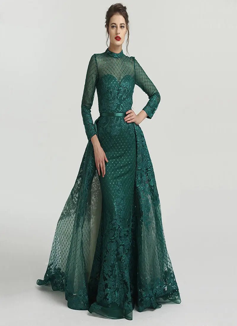 AMO - Green Venus Sequin Evening Dress - Mscooco.co.uk