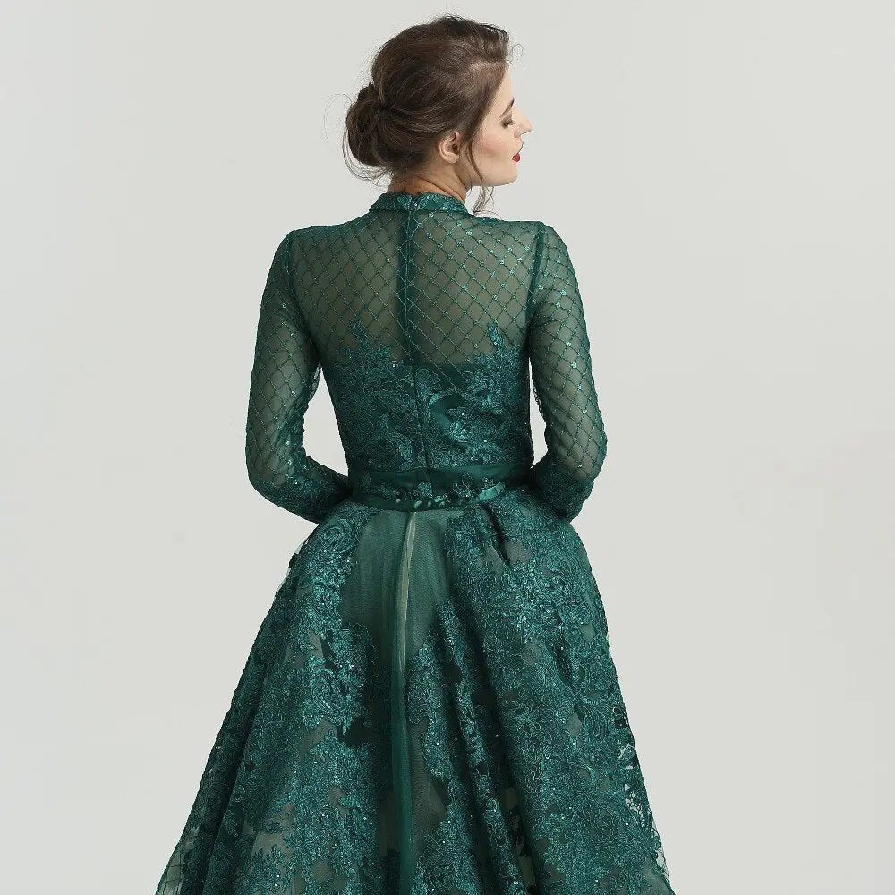 AMO - Green Venus Sequin Evening Dress - Mscooco.co.uk