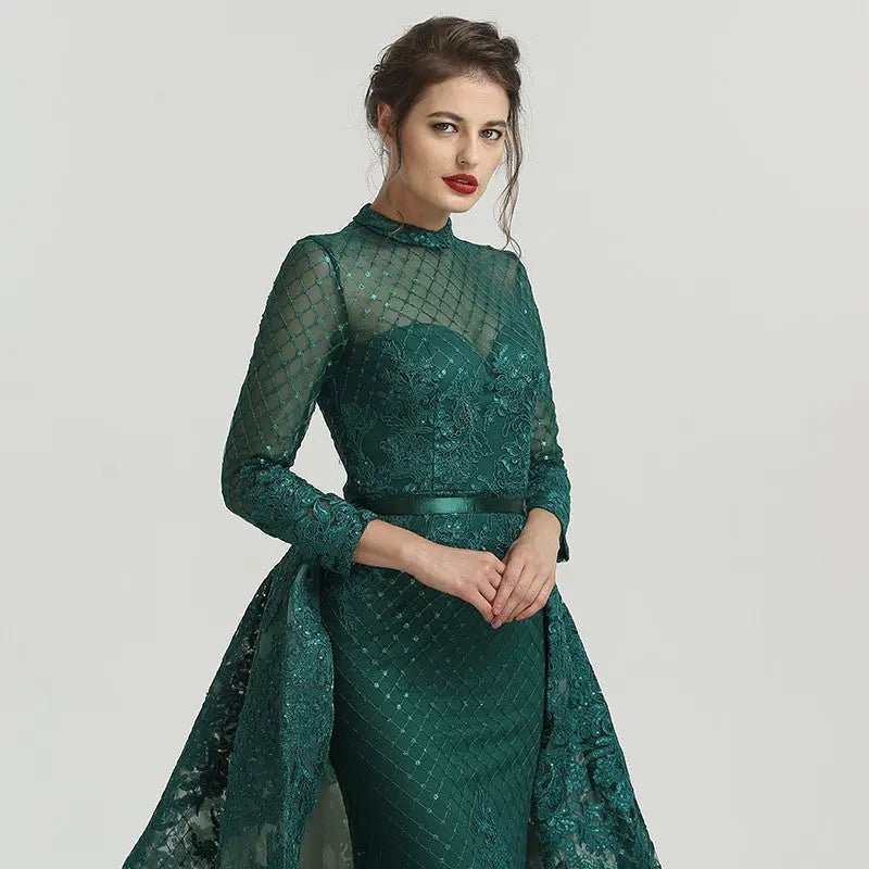 AMO - Green Venus Sequin Evening Dress - Mscooco.co.uk