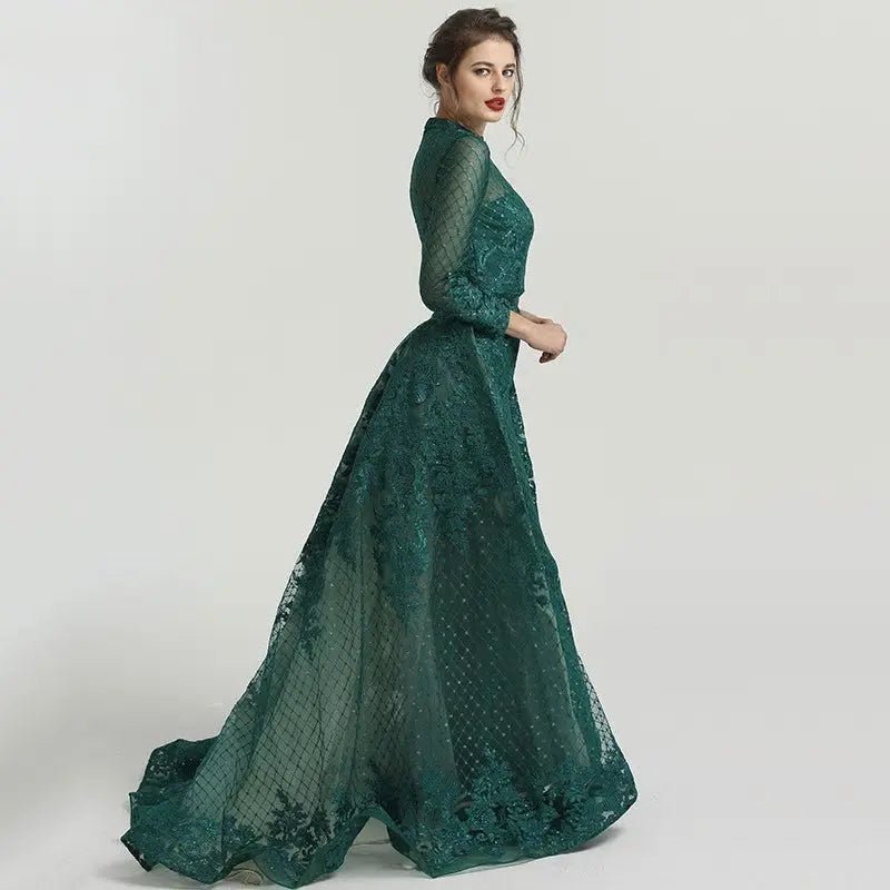 AMO - Green Venus Sequin Evening Dress - Mscooco.co.uk