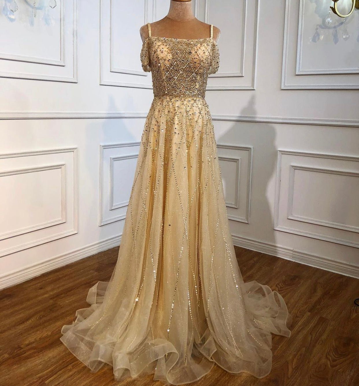 Ariel Beading Embellished Luxury Evening Dress - Mscooco.co.uk