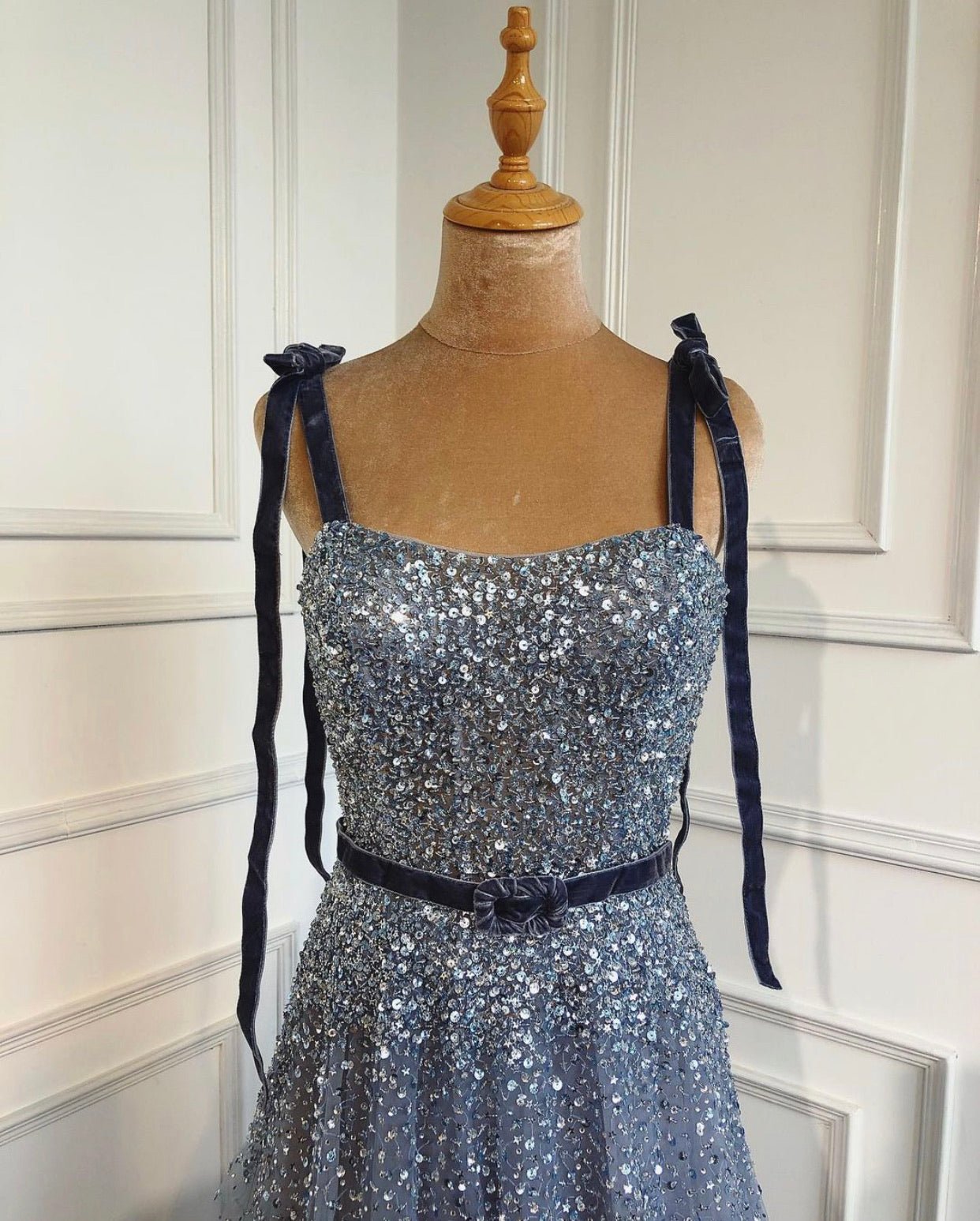 Avril Spaghetti Strap Beading Luxury Evening Dress - Mscooco.co.uk