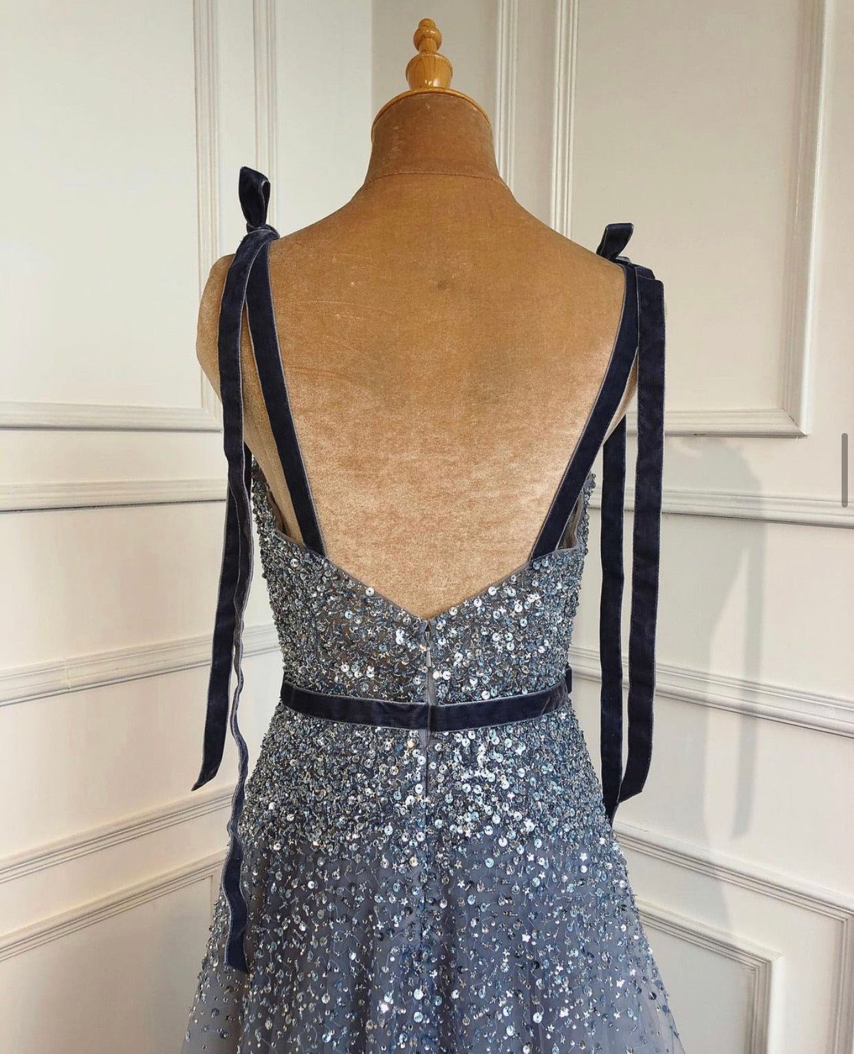 Avril Spaghetti Strap Beading Luxury Evening Dress - Mscooco.co.uk