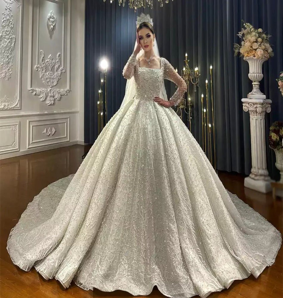 Beautiful Luxury Pearls Wedding Dress - Mscooco.co.uk